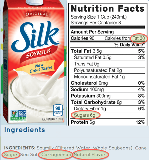 33 Silk Soy Milk Nutrition Label