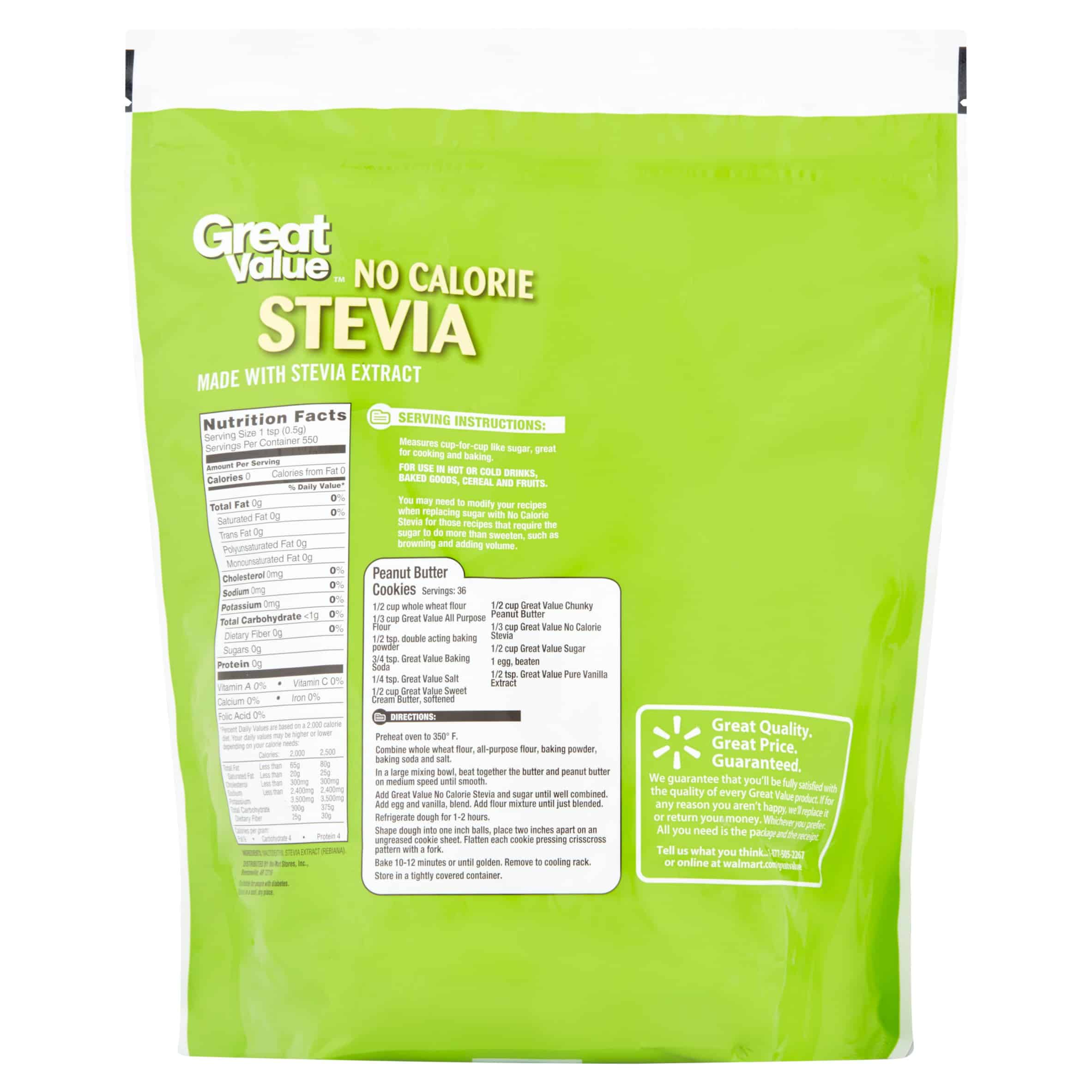 33 Stevia In The Raw Nutrition Label