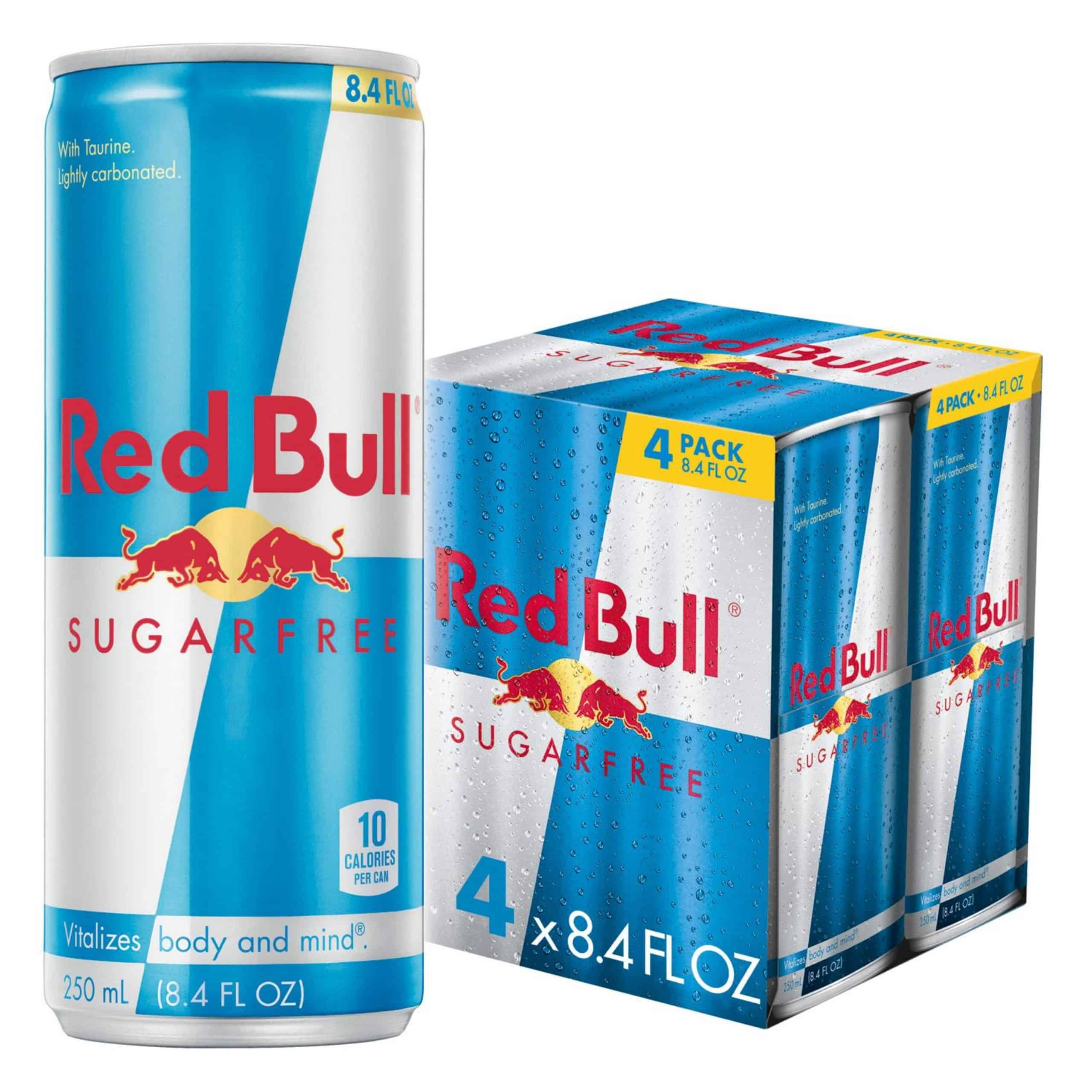 (4 Cans) Red Bull Sugar Free Energy Drink, 8.4 Fl Oz Low Calorie Energy ...