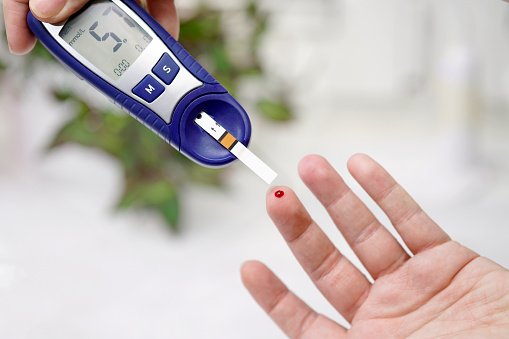 A Medical Test Checking A Drop Of Blood On The Sugar Level ...