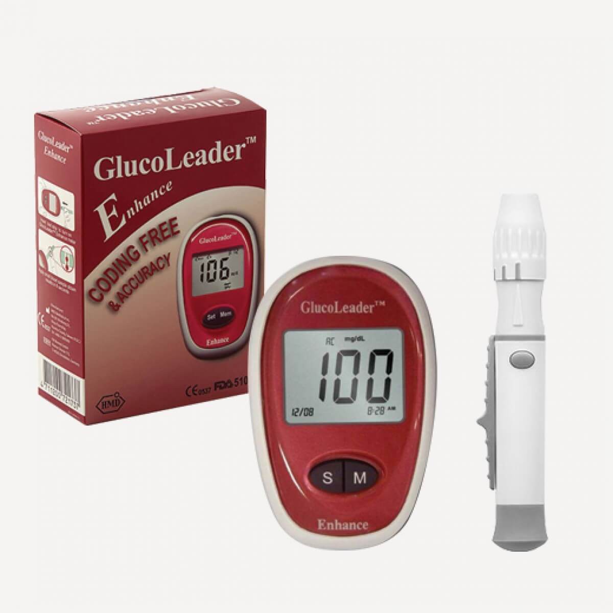 Blood Glucose Meter Glucoleader Enhance Red