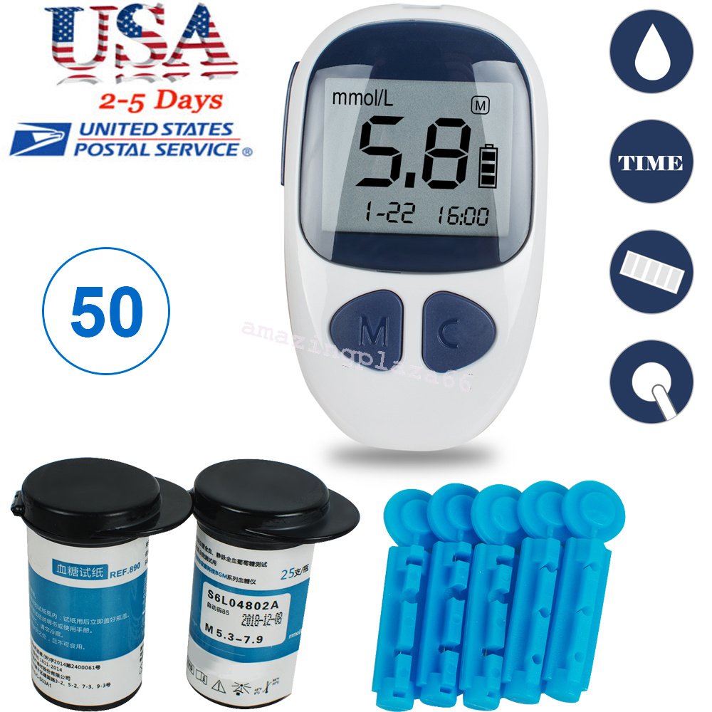Blood Glucose Starter Kit Glucometer Sugar Meter Monitor ...