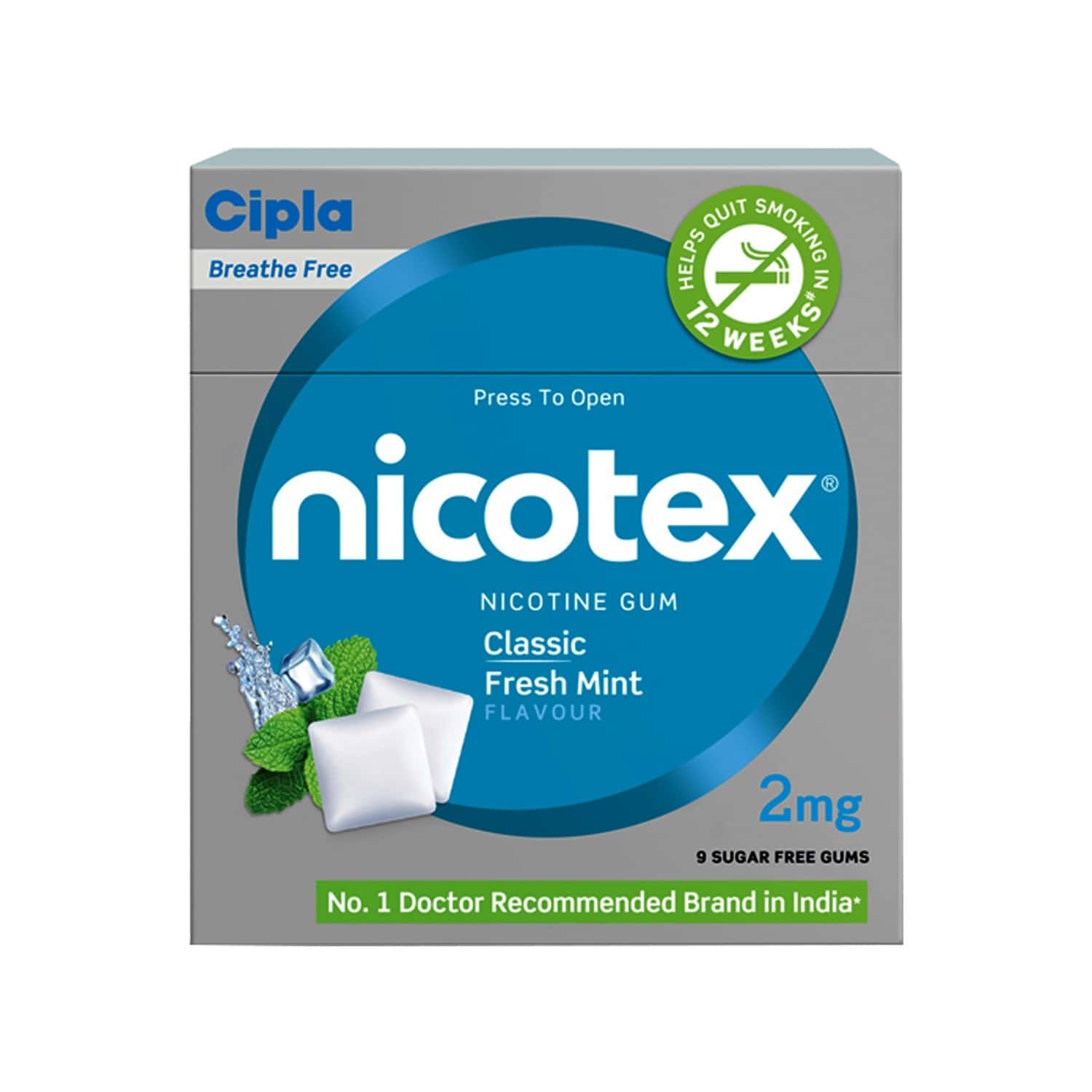 Buy NICOTEX 2MG MINT NICOTINE GUMS SUGAR FREE STRIP OF 9 ...