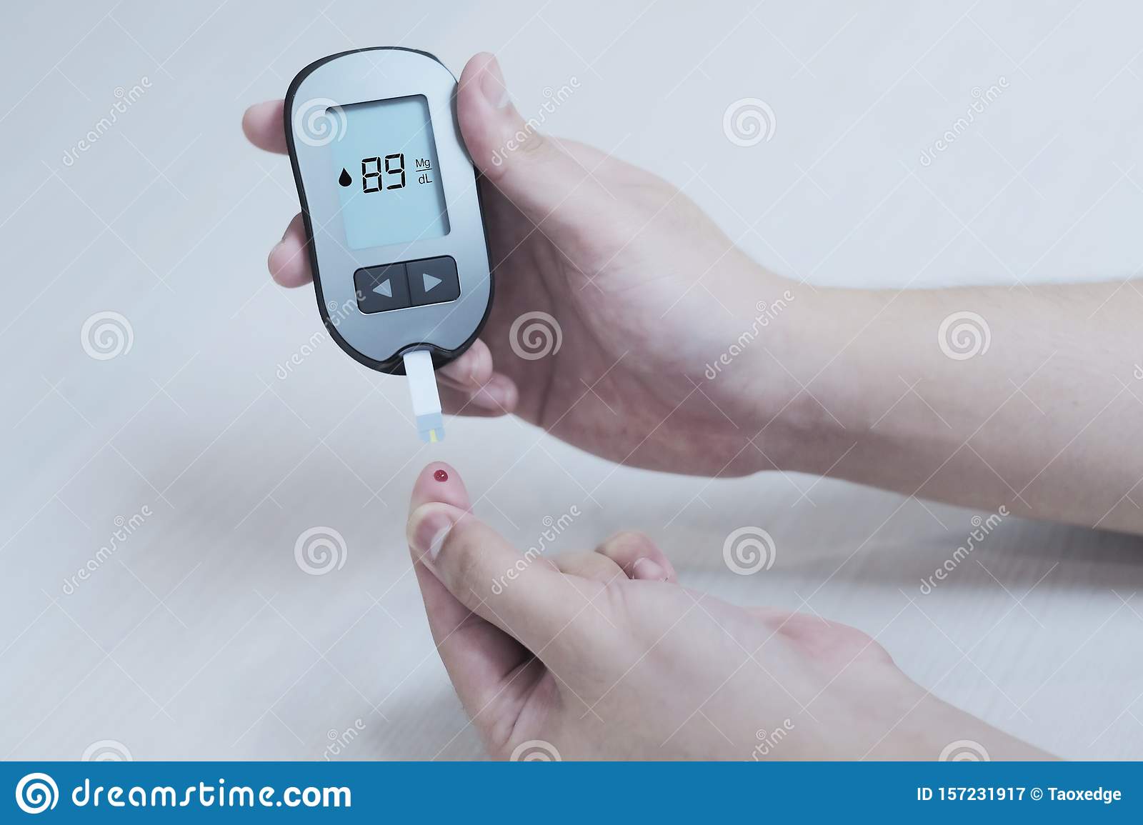 Diabetes Patients Use A Sugar Glucose Meter To Measure Their Blood ...