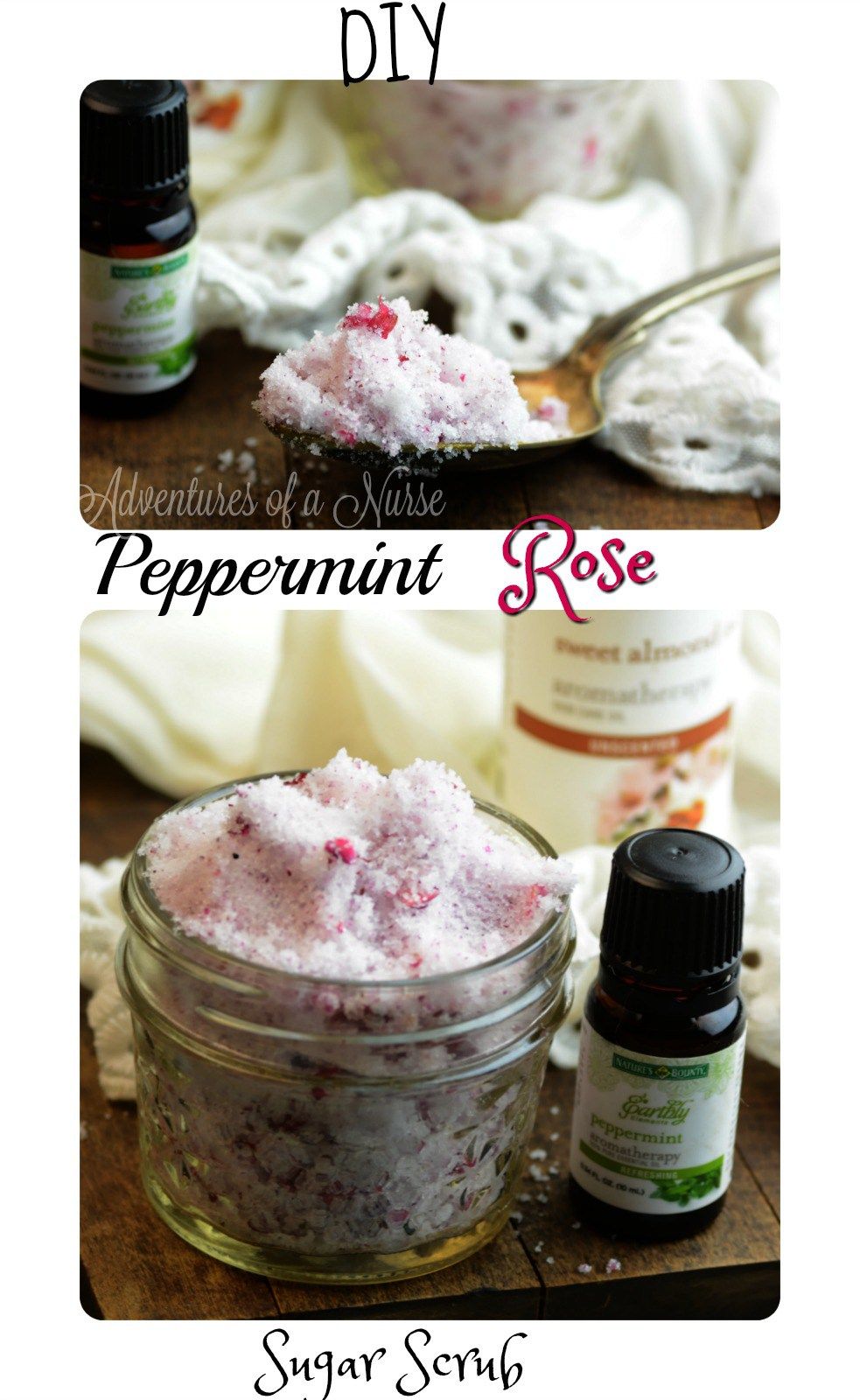 Do it yourself Peppermint and Rose Sugar Scrub