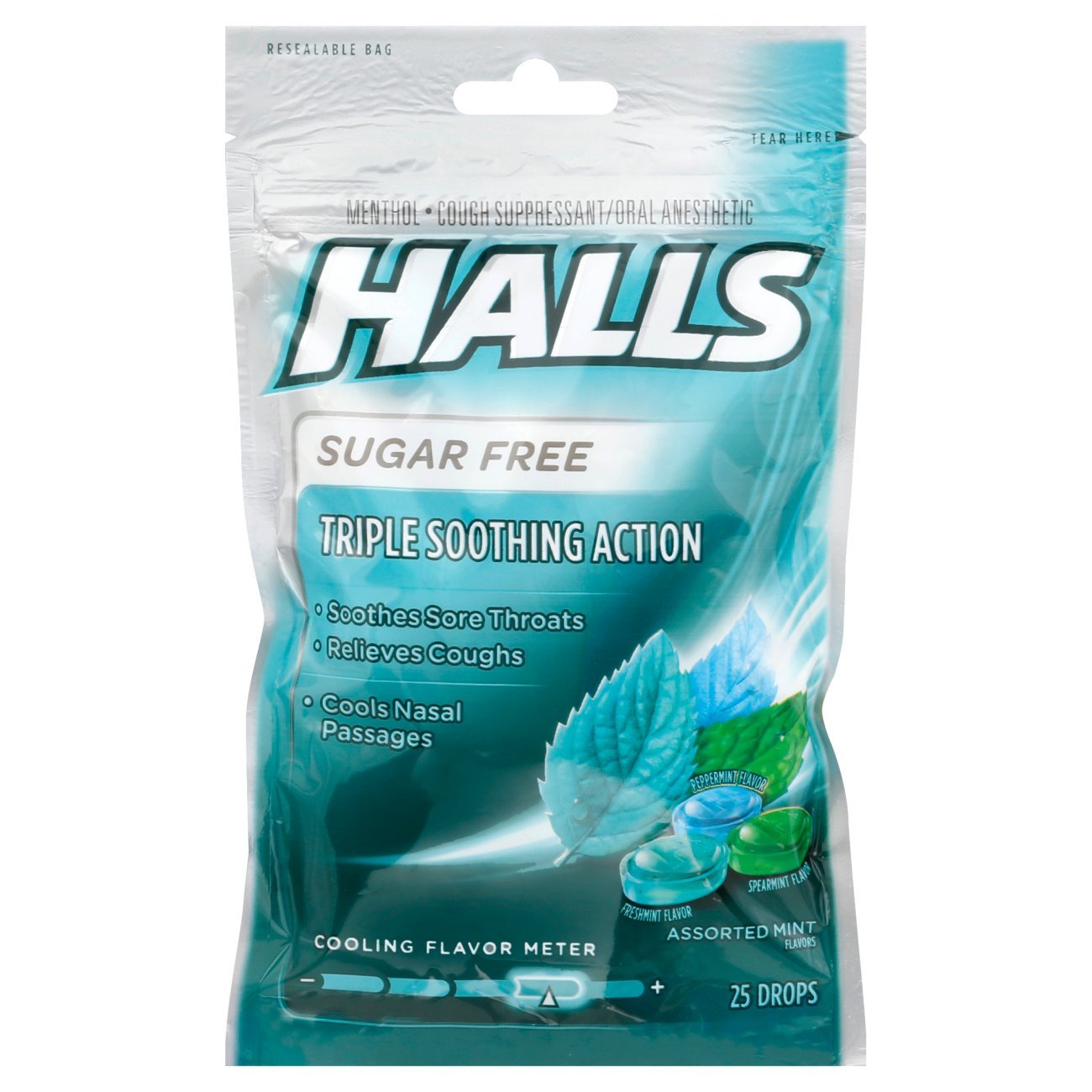 Halls Triple Soothing Action Sugar Free Assorted Mint Flavors Cough ...