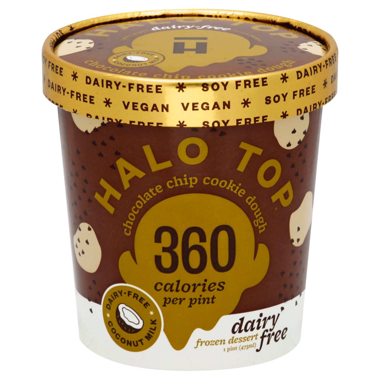 Halo Top Chocolate Chip Cookie Dough Dairy Free Ice Cream ...