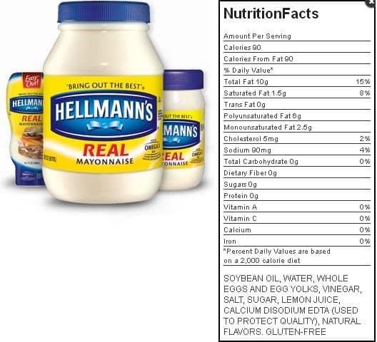 How Much Sugar Is In Best Foods Mayonnaise