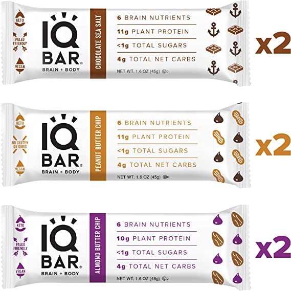 IQ BAR Brain + Body Bars, Chocolate Lovers Variety