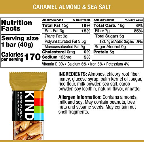KIND Healthy Snack Bar, Caramel Almond &  Sea Salt, 5g Sugar