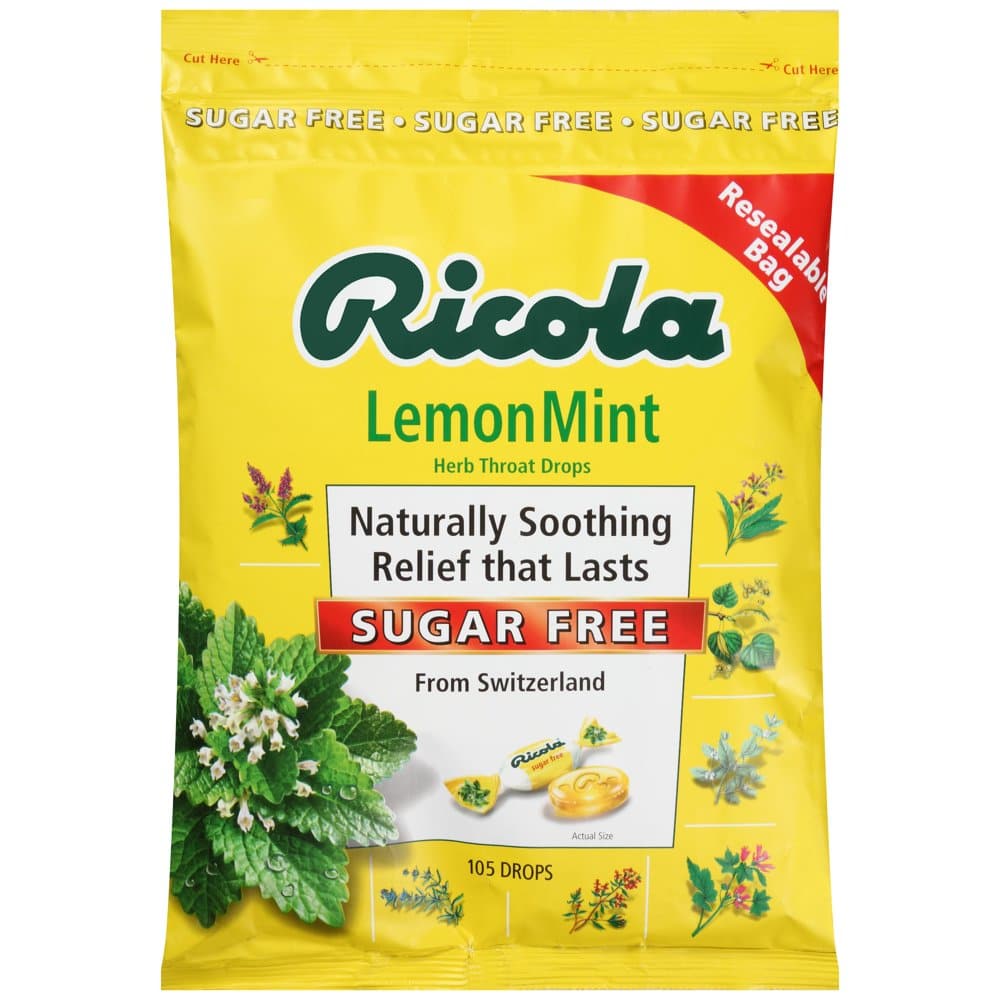 Ricola Lemon Mint Sugar Free Herb Throat Drops 105 ct Bag
