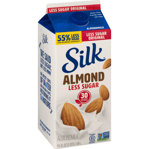 Silk Less Sugar Original Almondmilk, Half Gallon