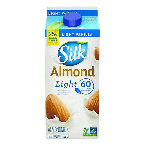 Silk Less Sugar Vanilla Almondmilk, Half Gallon