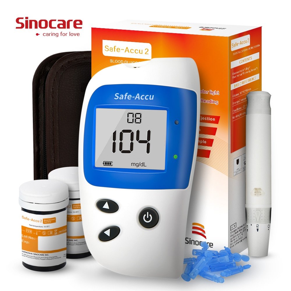 Sinocare Safe Accu2 mg/dL mmol/L Blood Glucose Meter Diabetes Tester ...