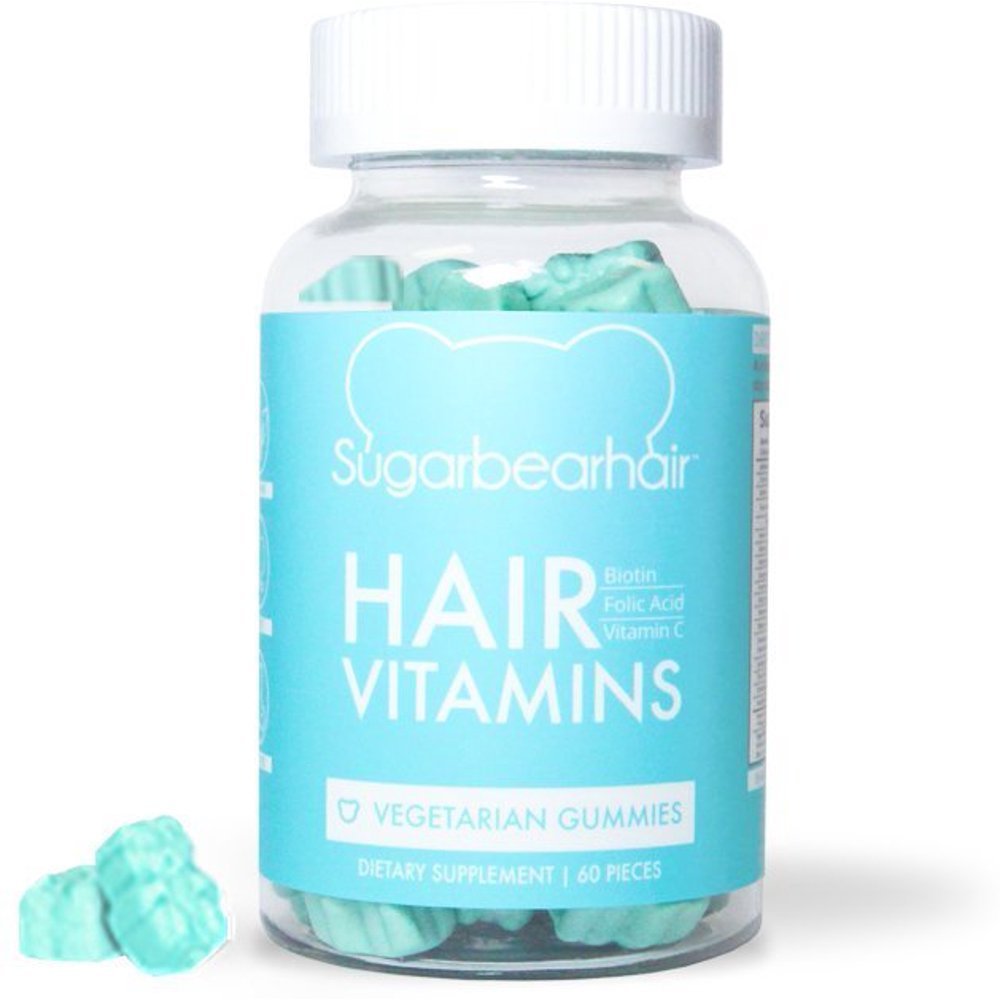 Sugar Bear Hair Biotin Folic Acid Vegetarian Gummies, 60 Ct