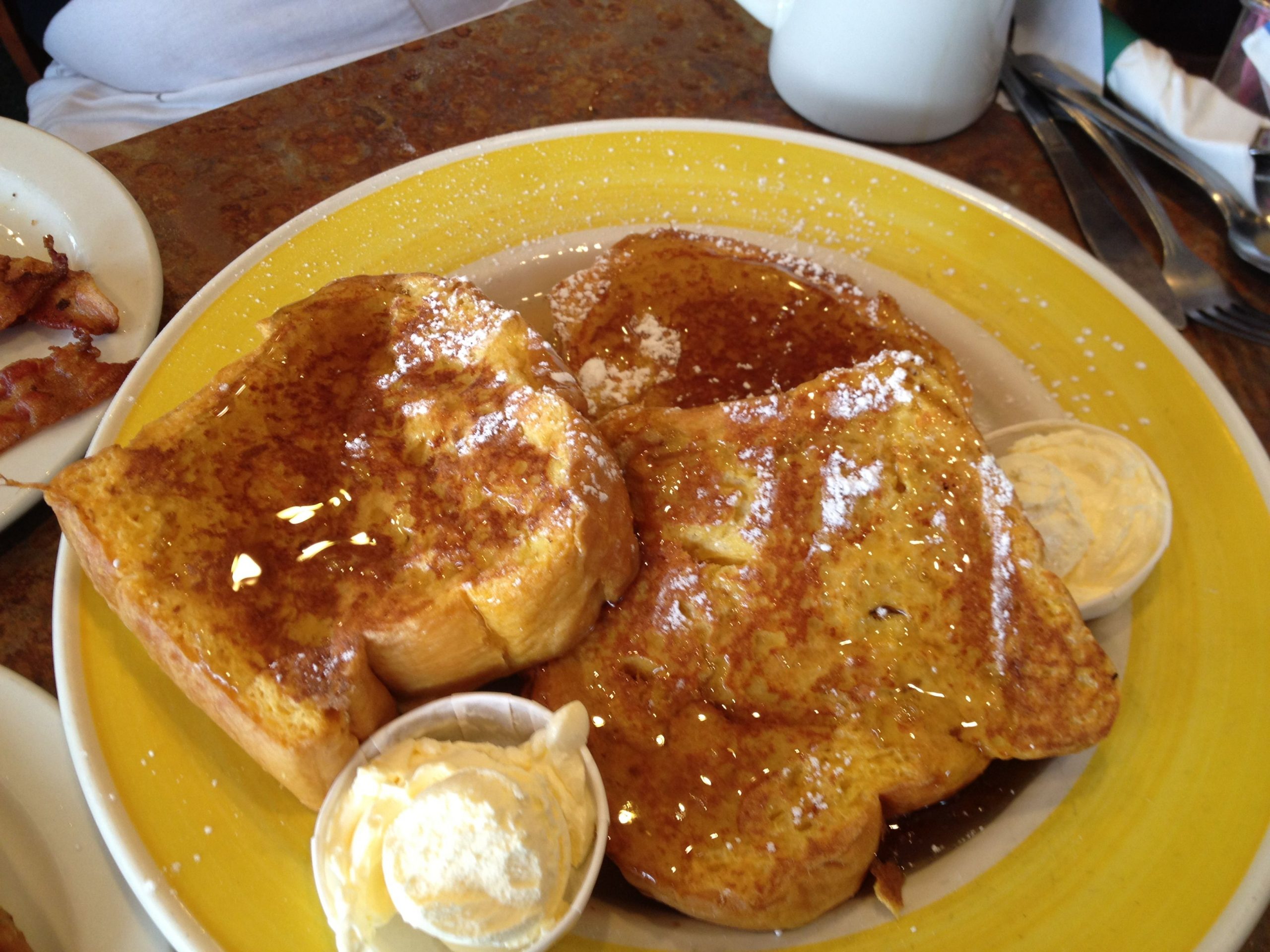 Thick cut french toast with butter syrup &  powdered sugar at #Perkins ...