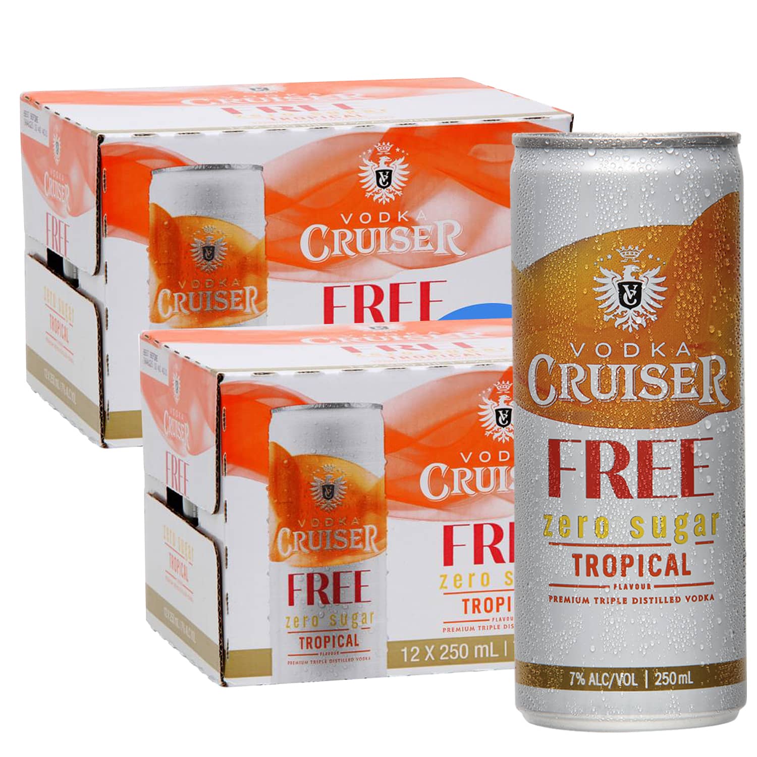 Vodka Cruiser Sugar Free Tropical 7% 250ML CAN (2x12) 24PK