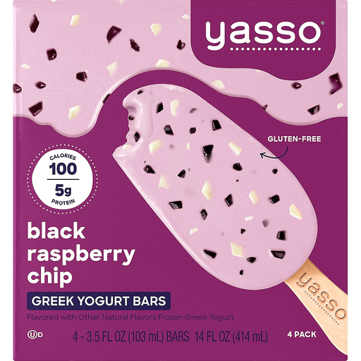 Yasso Yogurt Bars, Greek, Black Raspberry Chip, 4 Pack ...